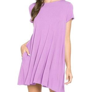 Mittoshop Lavender Trapeze Short Sleeve Dress